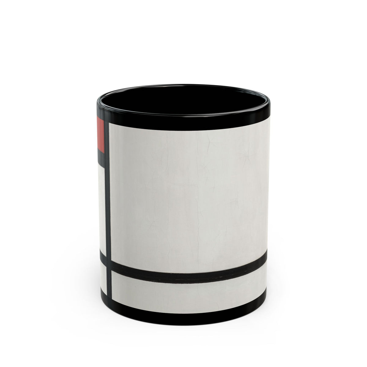 Piet Mondrian Composition No. I, with Red and Black Ceramic Black Mug geometric and modern