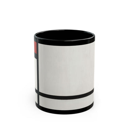 Piet Mondrian Composition No. I, with Red and Black Ceramic Black Mug geometric and modern