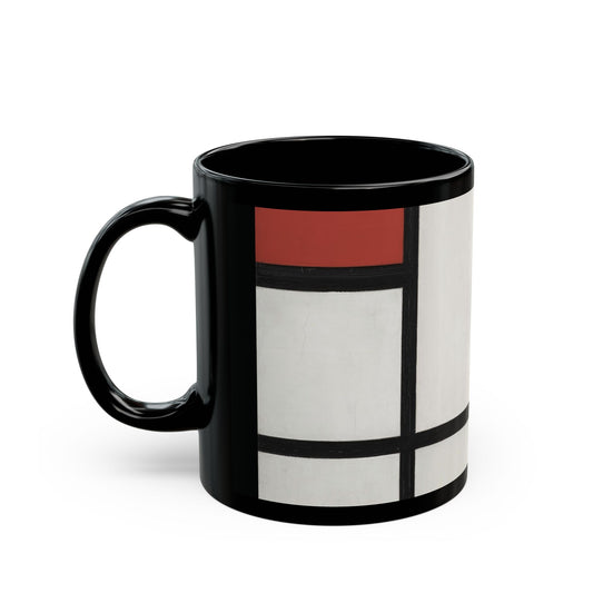 Piet Mondrian Composition No. I, with Red and Black Ceramic Black Mug geometric and modern