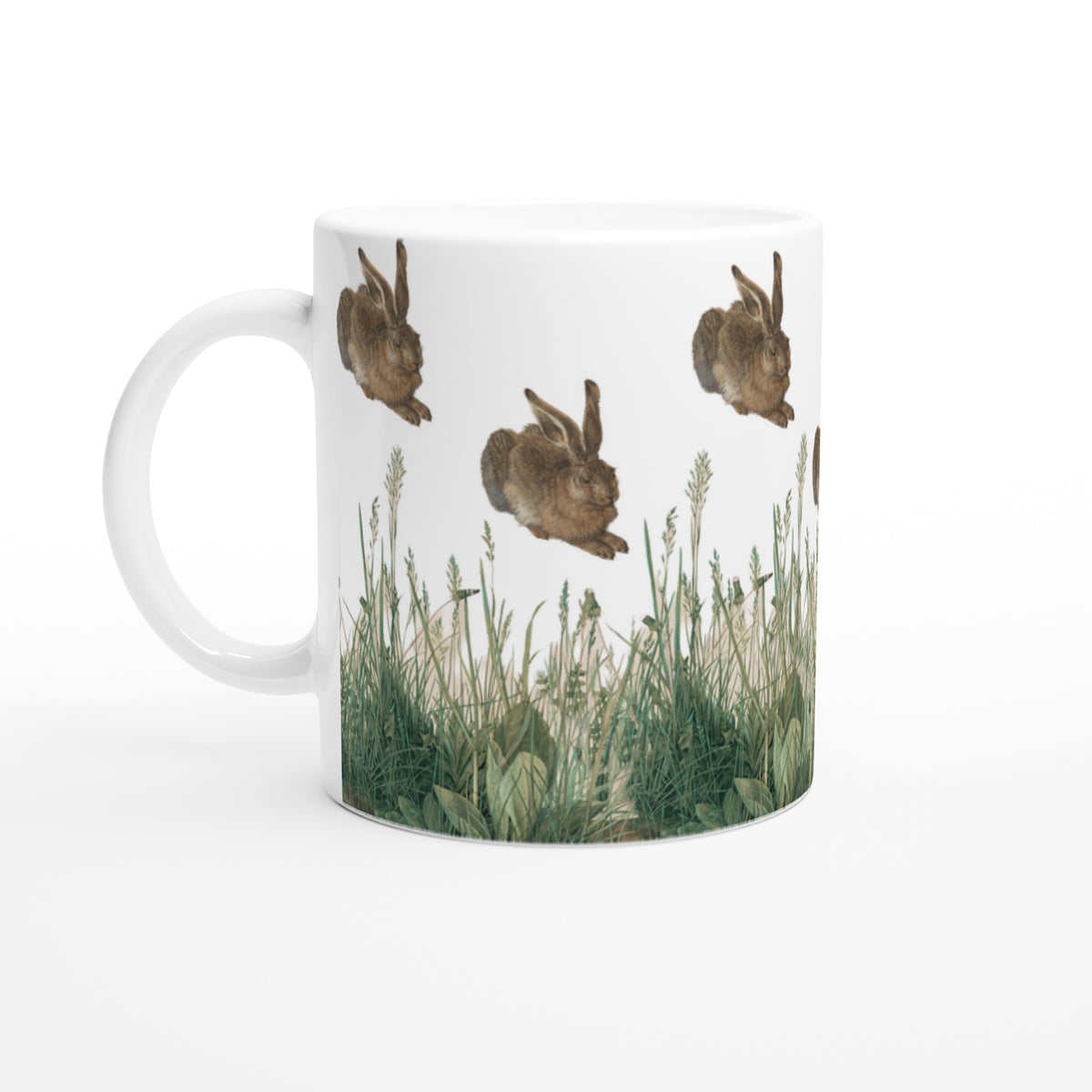 Albrecht Dürer Young Hare and Piece of Turf ceramic mug, museum-quality reproduction of Renaissance watercolor paintings, 11oz (325ml)