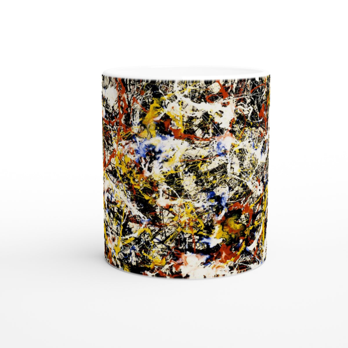 Jackson Pollock Convergence ceramic coffee mug  modern dripping technique multicolor