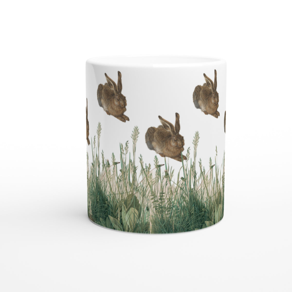Albrecht Dürer Young Hare and Piece of Turf ceramic mug, museum-quality reproduction of Renaissance watercolor paintings, 11oz (325ml)