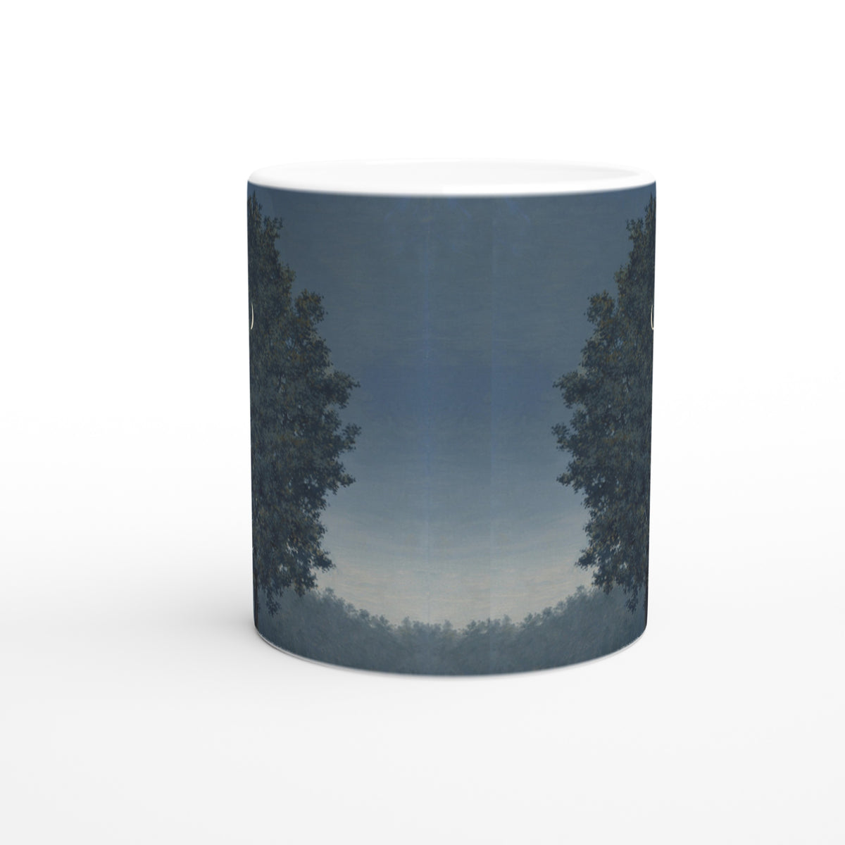 René Magritte   The Sixteenth of September   Ceramic Mug moon in a tree in the evening