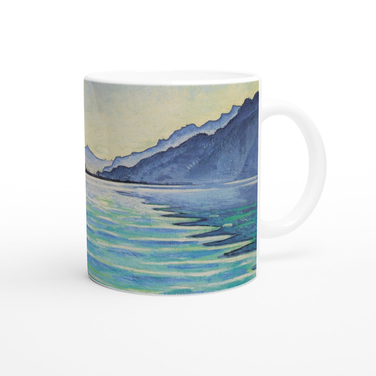 Ferdinand Hodler “Lake Thun: Symmetric Reflection” ceramic mug, museum-quality Swiss landscape painting, 11oz (325ml)