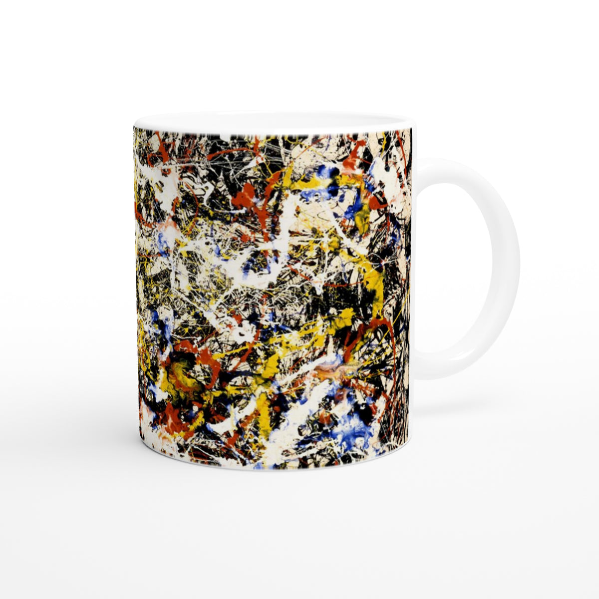 Jackson Pollock Convergence ceramic coffee mug  modern dripping technique multicolor